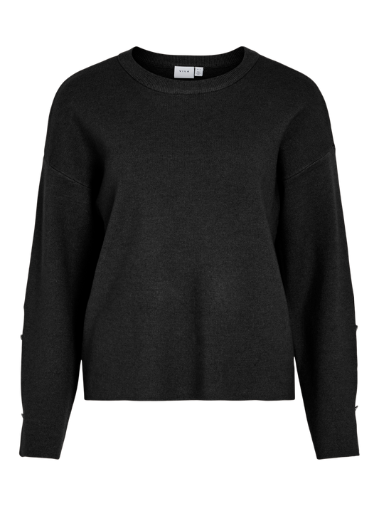 CASSIE L/S BUTTON DETAIL KNIT BLACK BEAUTY